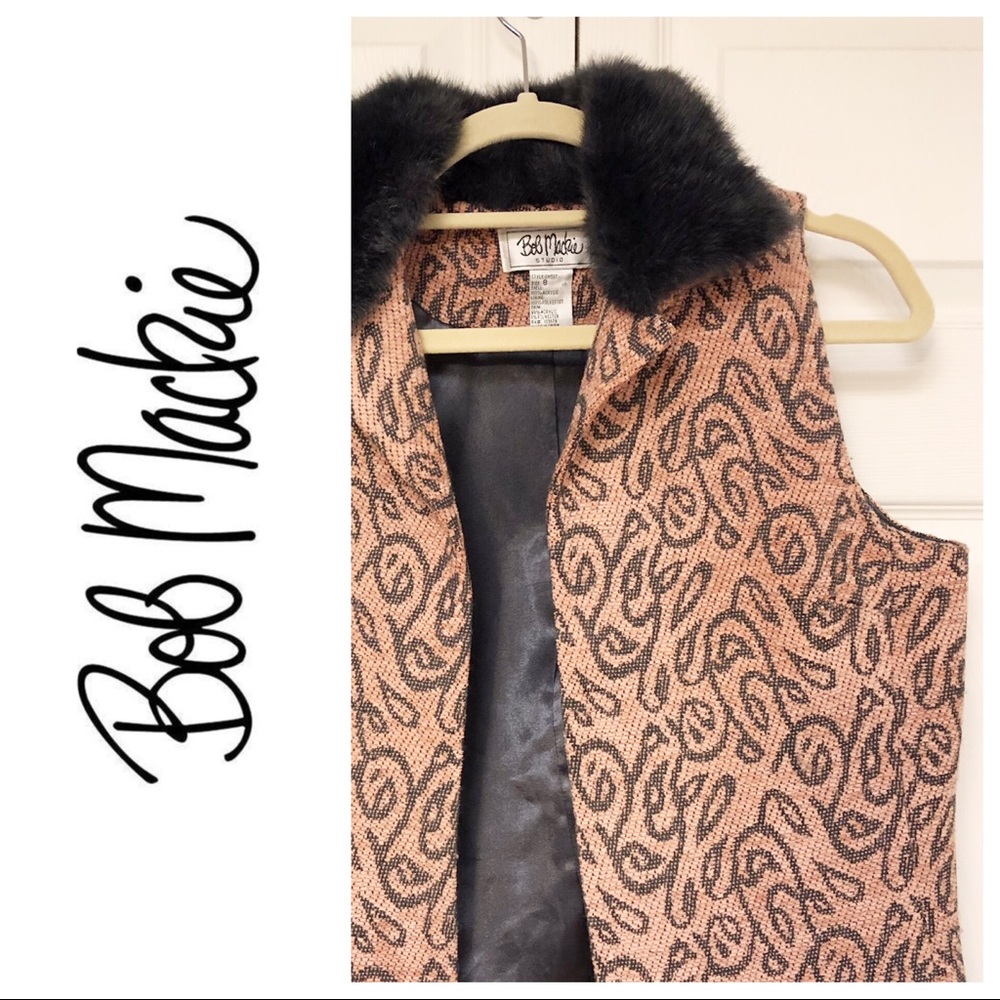 BOB MACKIE FAUX FUR PINK BLACK VEST